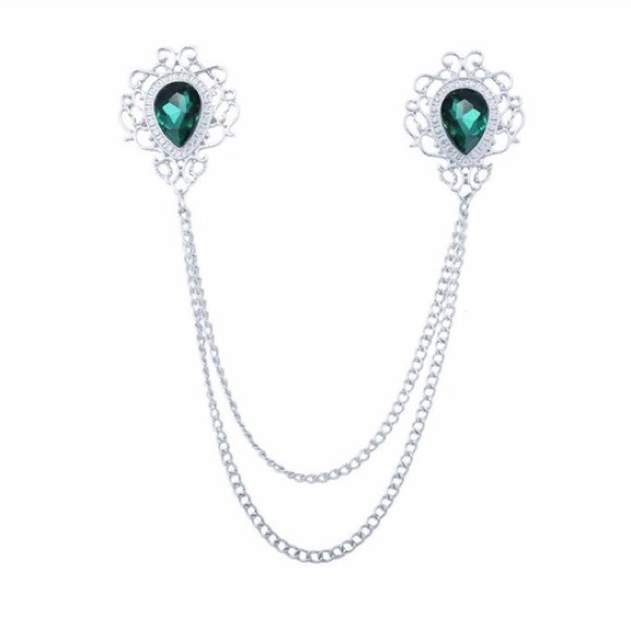 Fashion Tassel Chain Lapel Pins Shirt Suit Badge Wedding Jewelry Gifts for Men - Picture 6 of 7